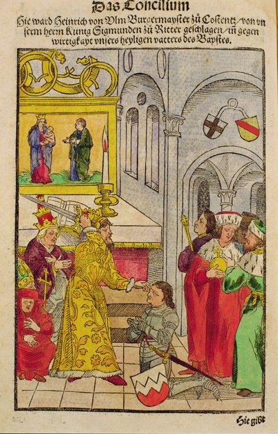 O Henry o Ulm ua tuuina atu i ai lona tulaga tau e le Emeperoa i le Fono a Constance, mai le 