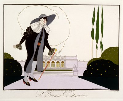 Doktor Ballanzone, från "Masks and Characters of Italian Theatre"-upplagan av Le Journal des Dames et des Modes, graverad av Henri Reidel (fl.1914-20) 1914 (färg litho) av Umberto (after) Brunelleschi