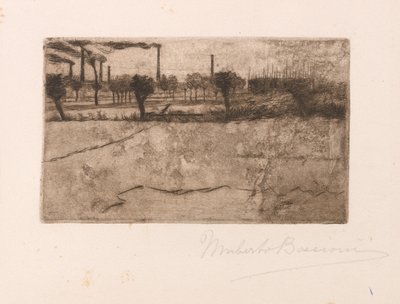 Landskap med industriväxter av Umberto Boccioni