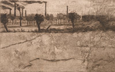 Landskap med industrianläggningar, 1909. av Umberto Boccioni