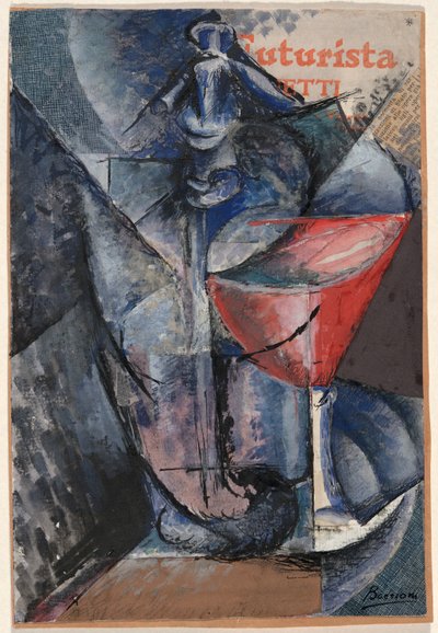 Stilleben: glas och sifon av Umberto Boccioni