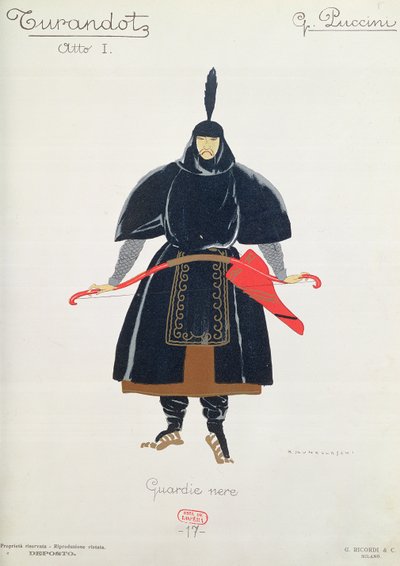 Kostymdesign för Black Guards från Turandot av Giacomo Puccini av Umberto Brunelleschi