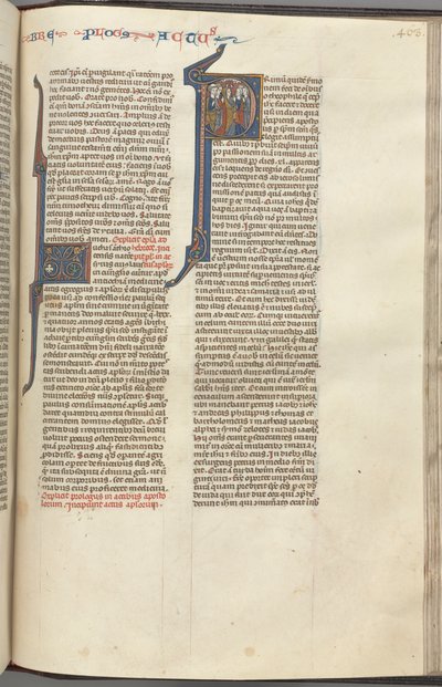 74. Fol. 463r, Apostlagärningarna, historisk initial P, Kristi himmelsfärd, ca. 1275-1300. av Unbekannt