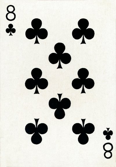 8 klubbor från en kortlek med Goodall & Son Ltd. spelkort, c1940 av Unbekannt