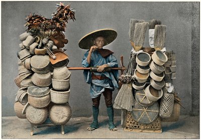 En korgtillverkningshandlare, c1890 av Unbekannt