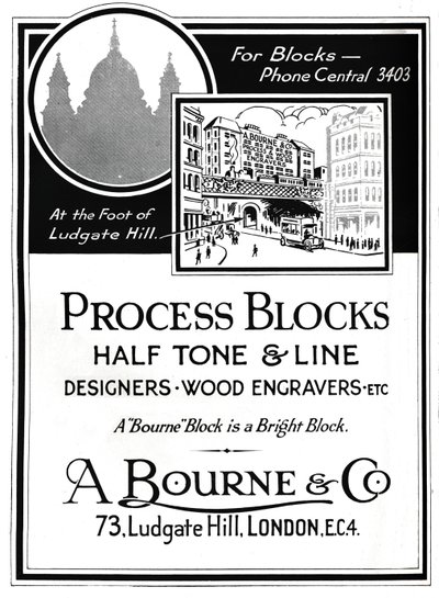 A. Bourne & Co. Annons - Processblock, 1919 av Unbekannt