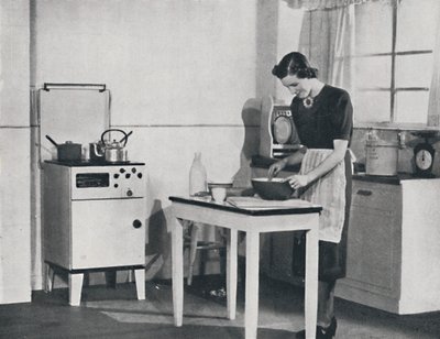 Ett brittiskt kök utrustat med en gasspis, 1942. av Unbekannt