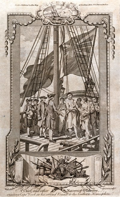 En hövding och andra infödda i O-Taheitee, besöker kapten Cook av Unbekannt