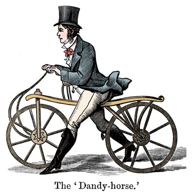 En Dandy-Horse eller Draisienne av typen fashionable c1820 av Unbekannt