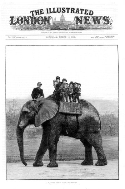 En farvältur på Jumbo, London Zoo, 1882 av Unbekannt