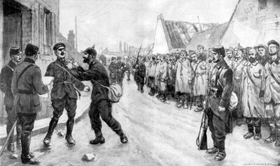 En tysk fånge vågar attackera en officer, Frankrike, första världskriget, 1915 av Unbekannt