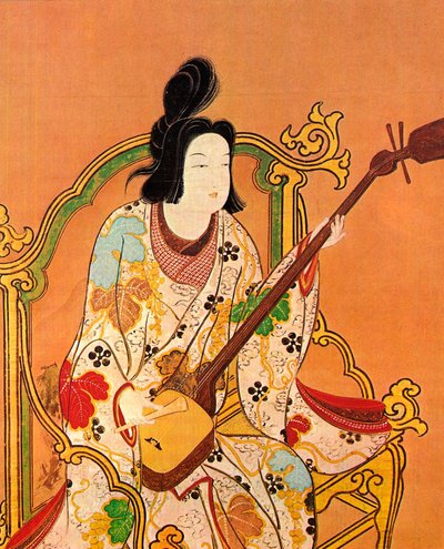 A Girl Playing a Shamisen, andra hälften av 1600-talet. av Unbekannt