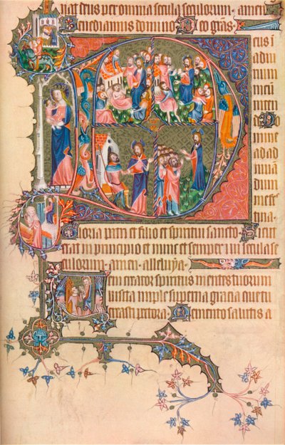 En sida från Egerton Bohun Psalter-Hours, 1370, 1937 av Unbekannt