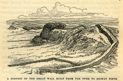 En del av muren byggd från Tyne till Solway Firth av kejsar Hadrianus år 121 e.Kr. av Unbekannt