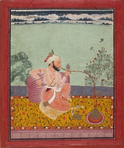 En Raja som röker vattenpipa. Kota, 1690-1710, Metropolitan museum av Unbekannt