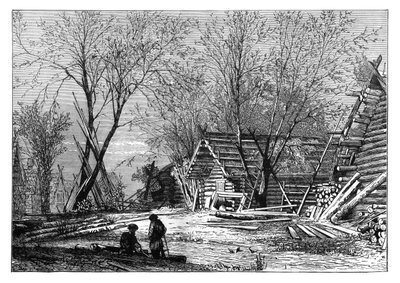 En rysk by på stranden av Volga, c1890 av Unbekannt