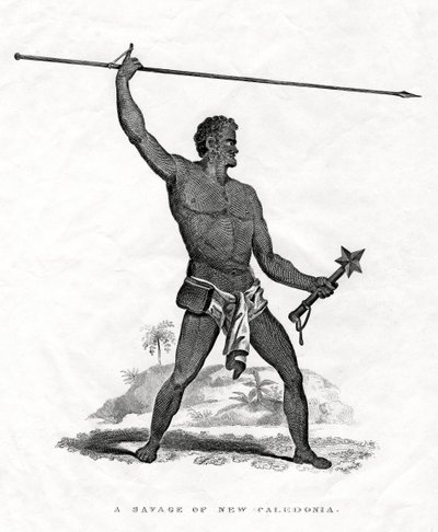 A Savage of New Caledonia, sydvästra Stilla havet, 1800-talet av Unbekannt