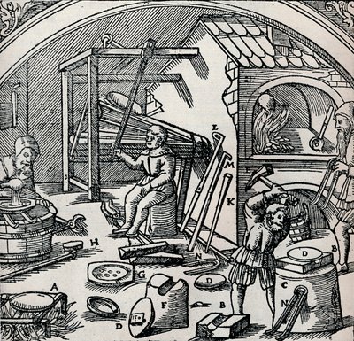 Ett silverraffinaderi, 1556, 1917 av Unbekannt