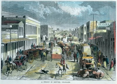 A Street i Denver, Colorado, USA, c1880 av Unbekannt
