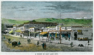 En gata i Salt Lake City, Utah, USA, c1880 av Unbekannt