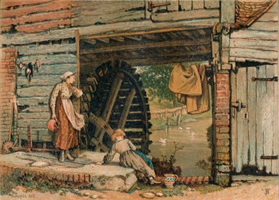 En Surrey Water-Mill, mitten av slutet av 1800-talet. av Unbekannt