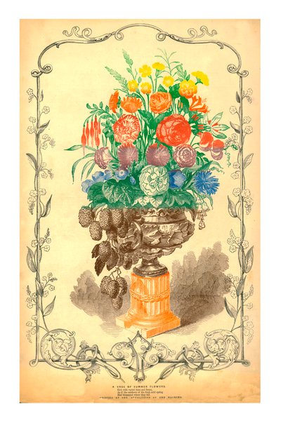 En vas med sommarblommor, 1849. av Unbekannt