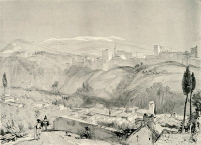 En utsikt över Alhambra från Albaycin, 1800-talet, 1907. av Unbekannt