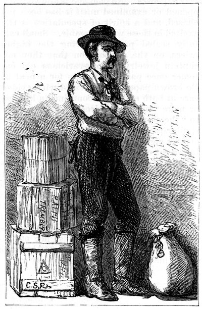 En Wells Fargo-budbärare från deras expressleveranstjänst via Panamanäset, 1875 av Unbekannt