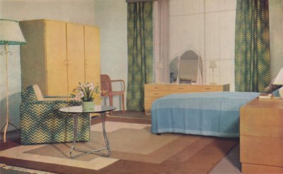 Ett sovrum designat av Miss P. E. Humphries, 1936 av Unbekannt