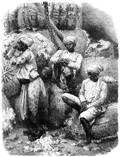 En bomullsmarknad i Bombay, Indien, 1800-talet av Unbekannt