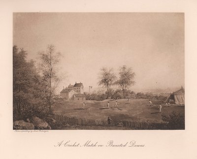En cricketmatch på Banstead Downs, Surrey, 1800-talet 1912 av Unbekannt