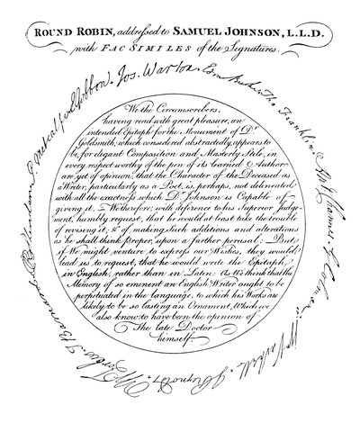 En faksimil av plattan i den första upplagan av Boswells Life of Johnson, 1907 av Unbekannt