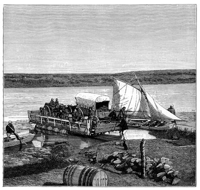 En färja på Vaalfloden, Transvaal, Sydafrika, c1890 av Unbekannt