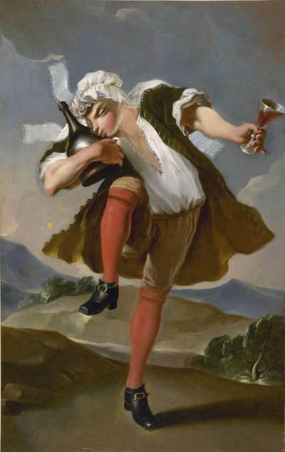 Till höger flaska. Skylt för en vinhandlare, mellan 1780 och 1800. av Unbekannt