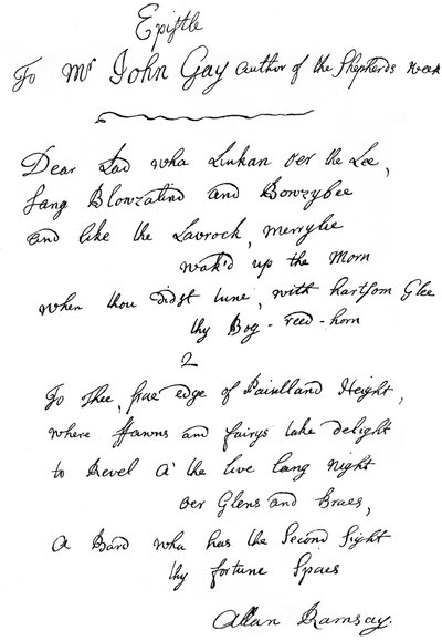 Ett brev från Allan Ramsay till John Gay, 1700-talet 1840 av Unbekannt