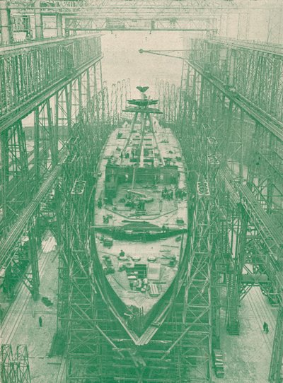 En lätt kryssare under konstruktion, c1917 1919 av Unbekannt