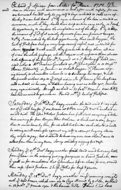 En sida från John Newtons journal, 1750-1754 1965 av Unbekannt