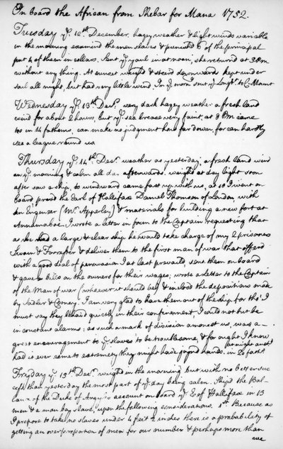 En sida från John Newtons journal, 1750-1754 1965 av Unbekannt