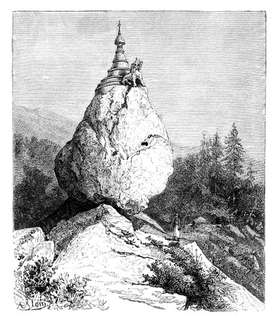 En pagod på toppen av ett stenblock, 1895 av Unbekannt