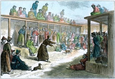 En professionell berättare i Kashgar, Xinjiang, Kina, c1875 av Unbekannt