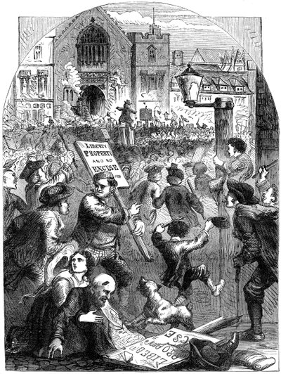 En upprorisk församling utanför Parliament House, London, 1700-talet 1800-talet av Unbekannt
