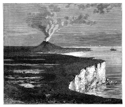 En sköldvulkan på ön Reunion, Indiska oceanen, c1890 av Unbekannt
