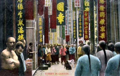 En gata i Canton, Kina, c1900-talet av Unbekannt
