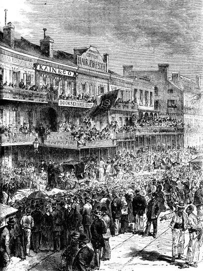 En gata i New Orleans på valdagen, 1860 c1880 av Unbekannt