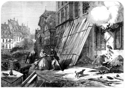 En gata i Strasbourg under belägringen och bombardementet, fransk-preussiska kriget, 1870 av Unbekannt
