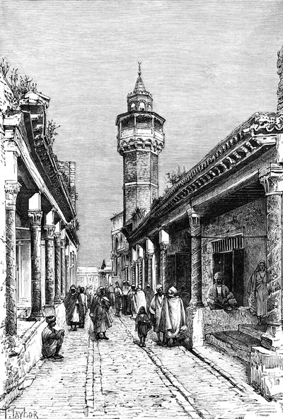 En gata i Suk-distriktet i Tunis, Tunisien, 1895 av Unbekannt