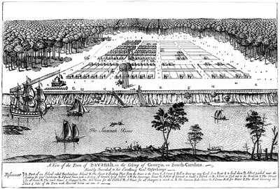 En vy över staden Savannah, i kolonin Georgia, South Carolina, 1741, c1880 av Unbekannt