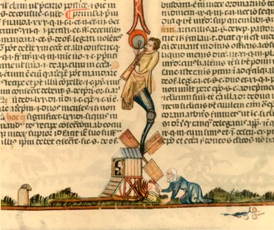En kvinna som tänder en postkvarn, c1340, 1947. av Unbekannt