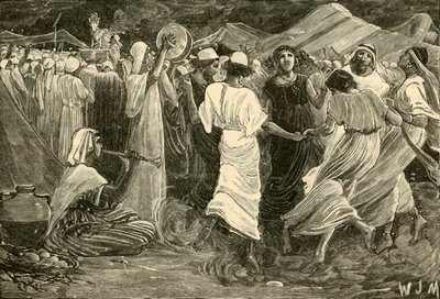 Aron och israeliterna som dyrkar kalven, 1890. av Unbekannt