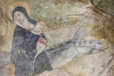 Abondance Abbey Church fresk: flygningen till Egypten, Abondance, Frankrike av Unbekannt